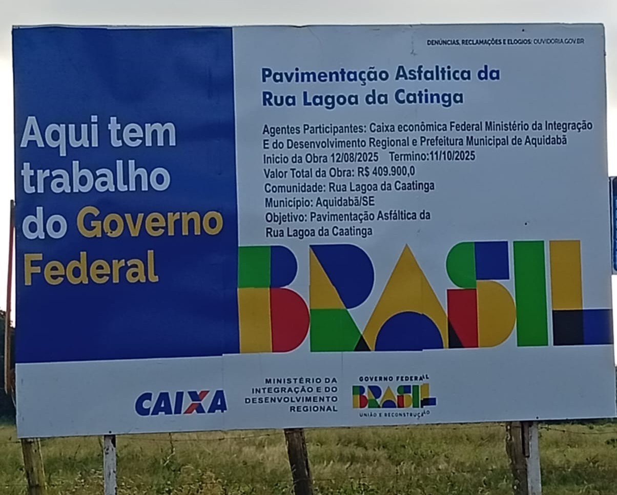 Placa de pavimentação da Rua Lagoa da Catinga
