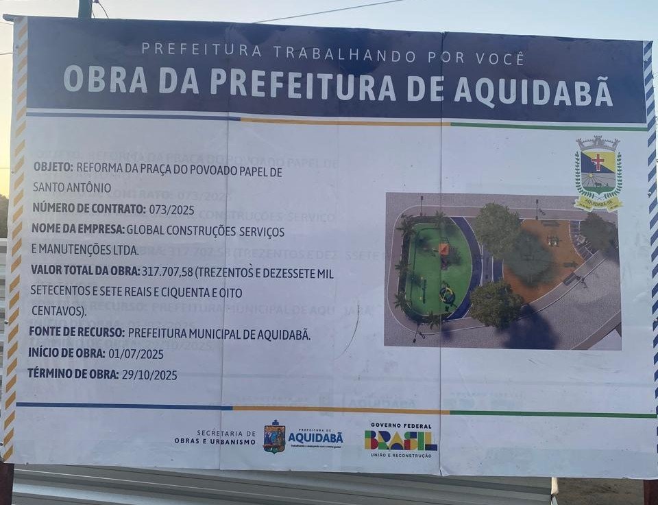 Placa da Praça do Povoado Papel